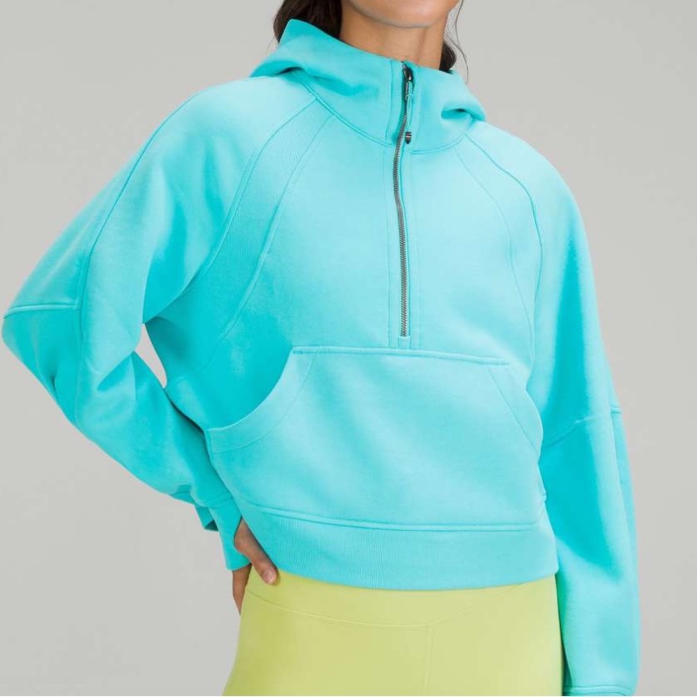 lululemon scuba oversized half zip electric turquoise